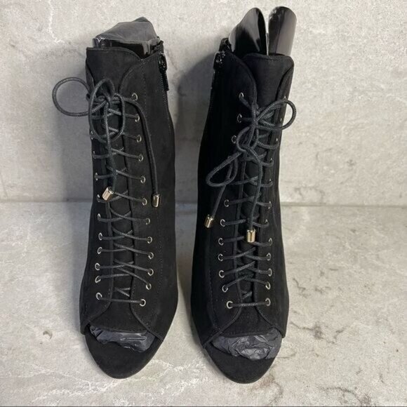 ZARA Black Lace Up Booties Size 9 - Picture 2 of 8